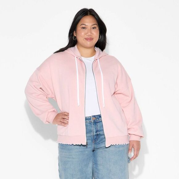 Wild Fable - Women's Merrow Edge Hooded Zip-Up Sweatshirt - Wil Blush - Picture 2 of 3